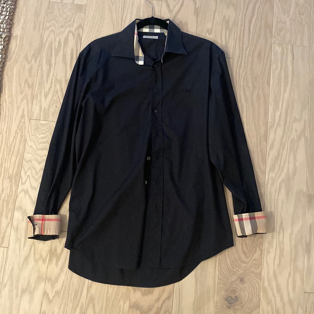 Burberry mens sherwood vintage contrast reverse sport shirt